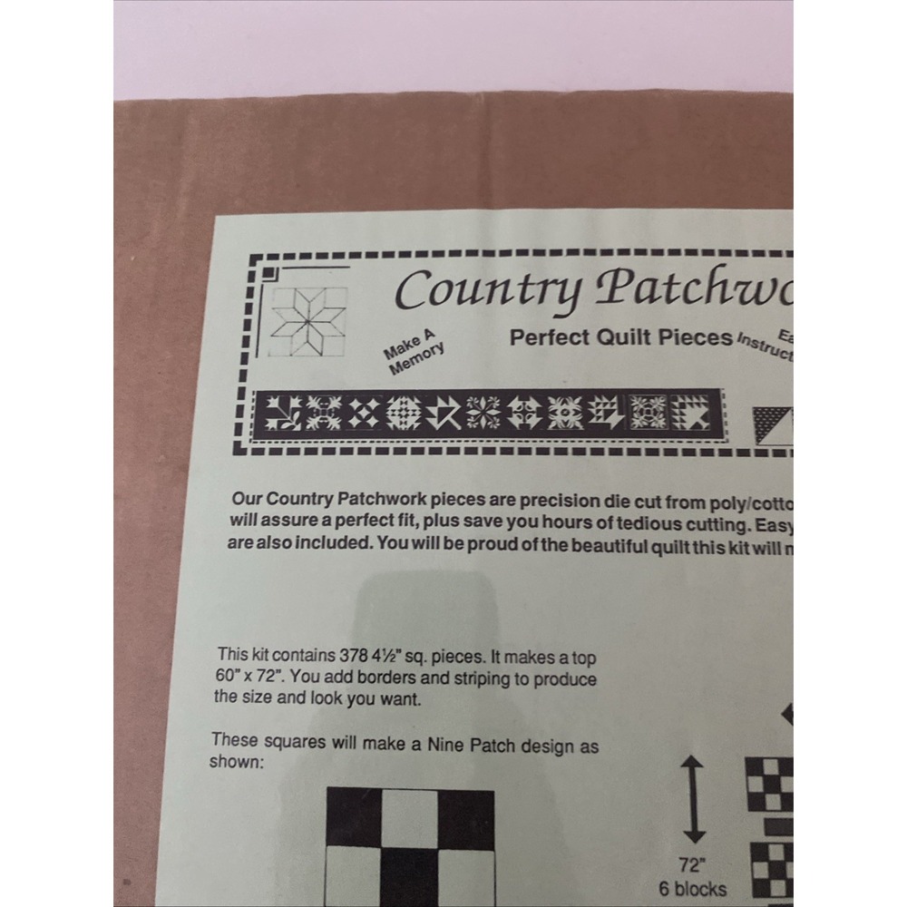 Craft Quilt Blocks, " Country Patchwork, Perfect Quilt Pieces, 60x72" Kit Blue - Picture 9 of 10